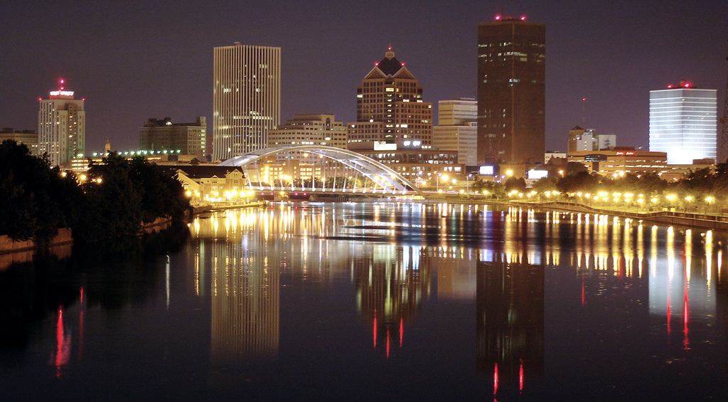 Rochester lights at night