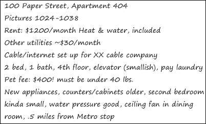 Apartment Score Card