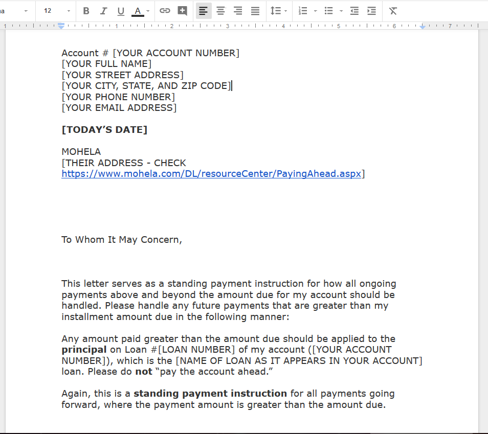 Pay Your Student Loans Off Faster By Sending All Your Extra Payments To The Principal Free Letter Template Poorer Than You