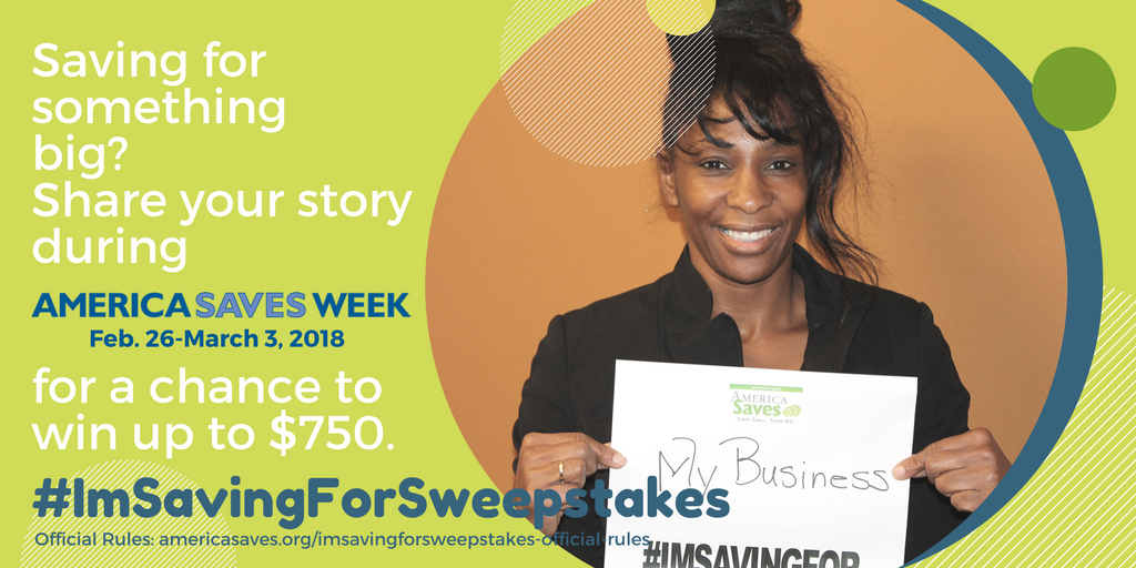 Win up to $750 plus a bonus $100 gift card with the America Saves #ImSavingForSweepstakes