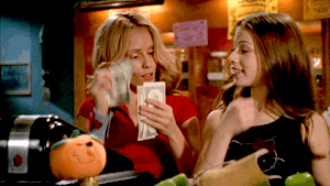 Anya and Dawn do the dance of capitalist superiority | Buffy the Vampire Slayer. Normally I don't like to include Dawn in, well, anything, but in this case you can just imagine that it's the two of us "Steph"s doing the dance here.